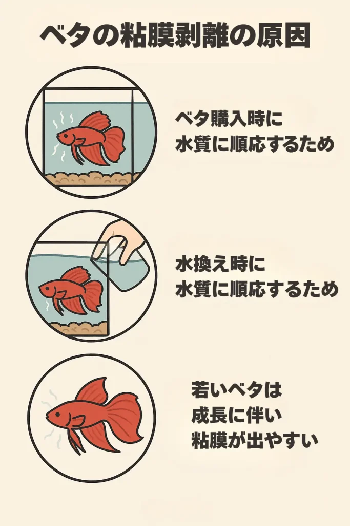 ベタの粘膜剥離の原因インフォグラフィック