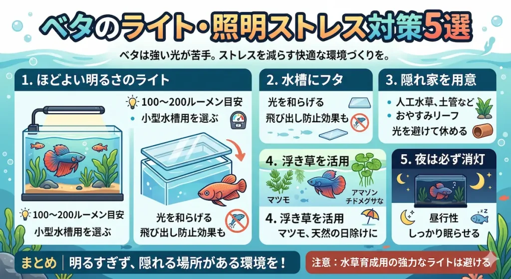 ベタのライトのストレス