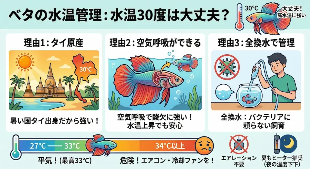 ベタの水温30度