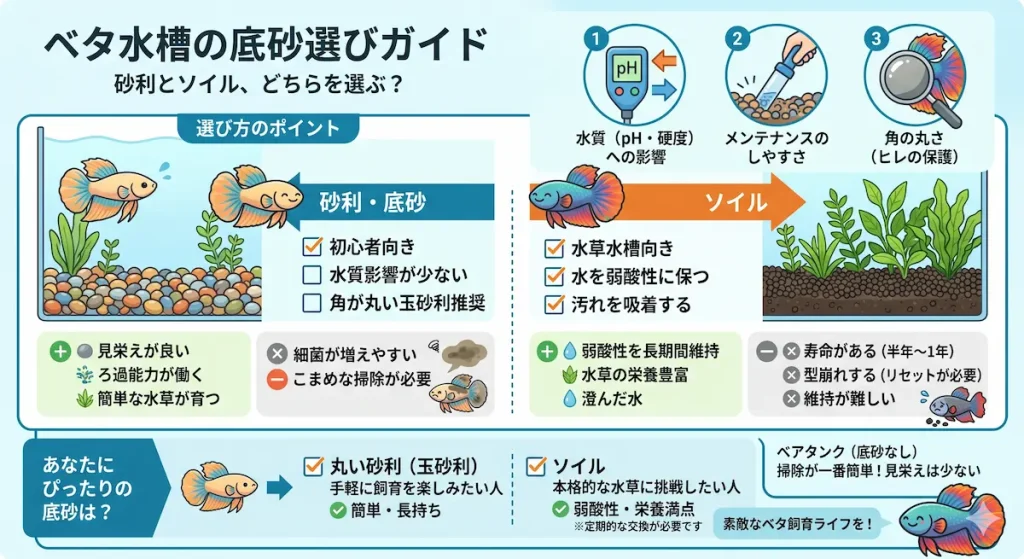 ベタ水槽の砂利