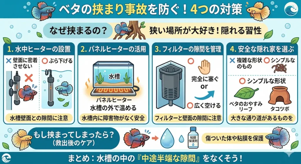 ベタが挟まる事故の対策
