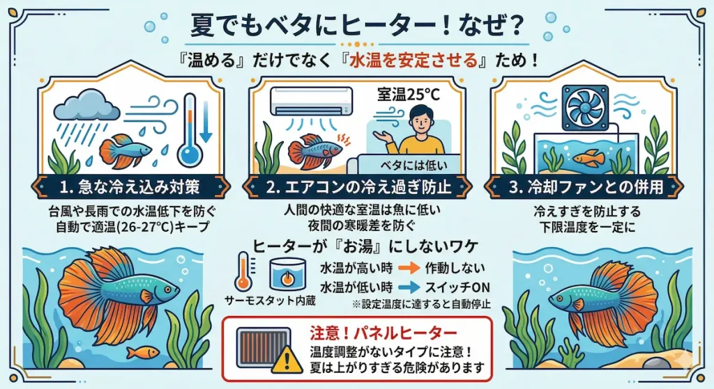 ベタの夏のヒーター
