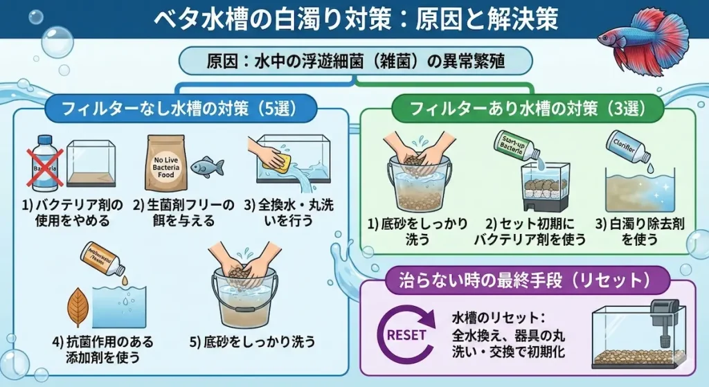 ベタ水槽の白濁り