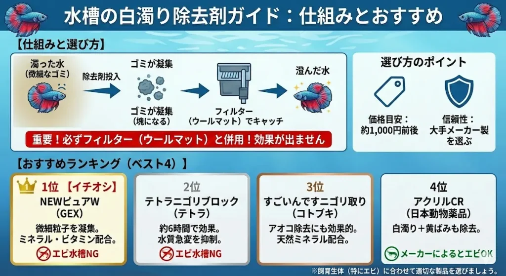 水槽のおすすめ白濁り除去剤